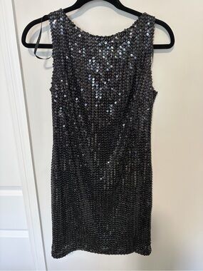 David Meister Black Sequin Mini Dress
